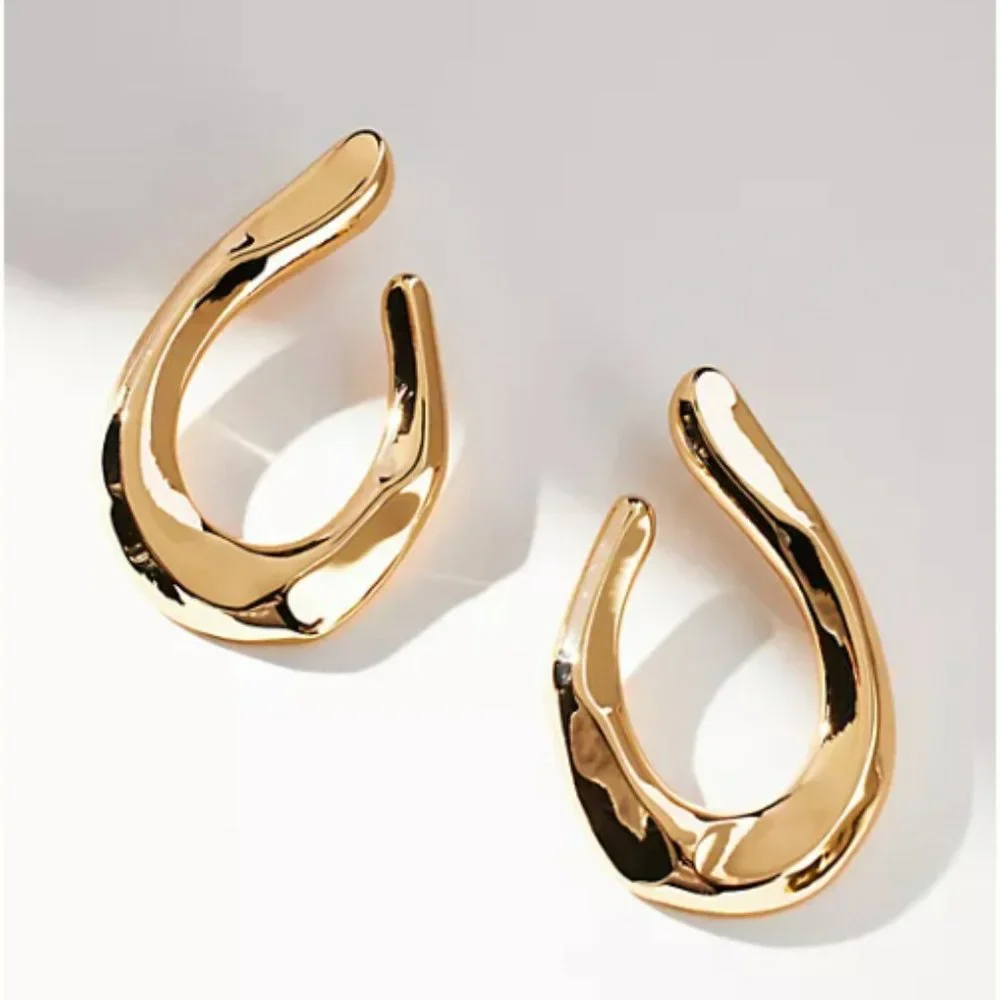 NEW ~ Anthropologie Gold Flame Drop Earrings